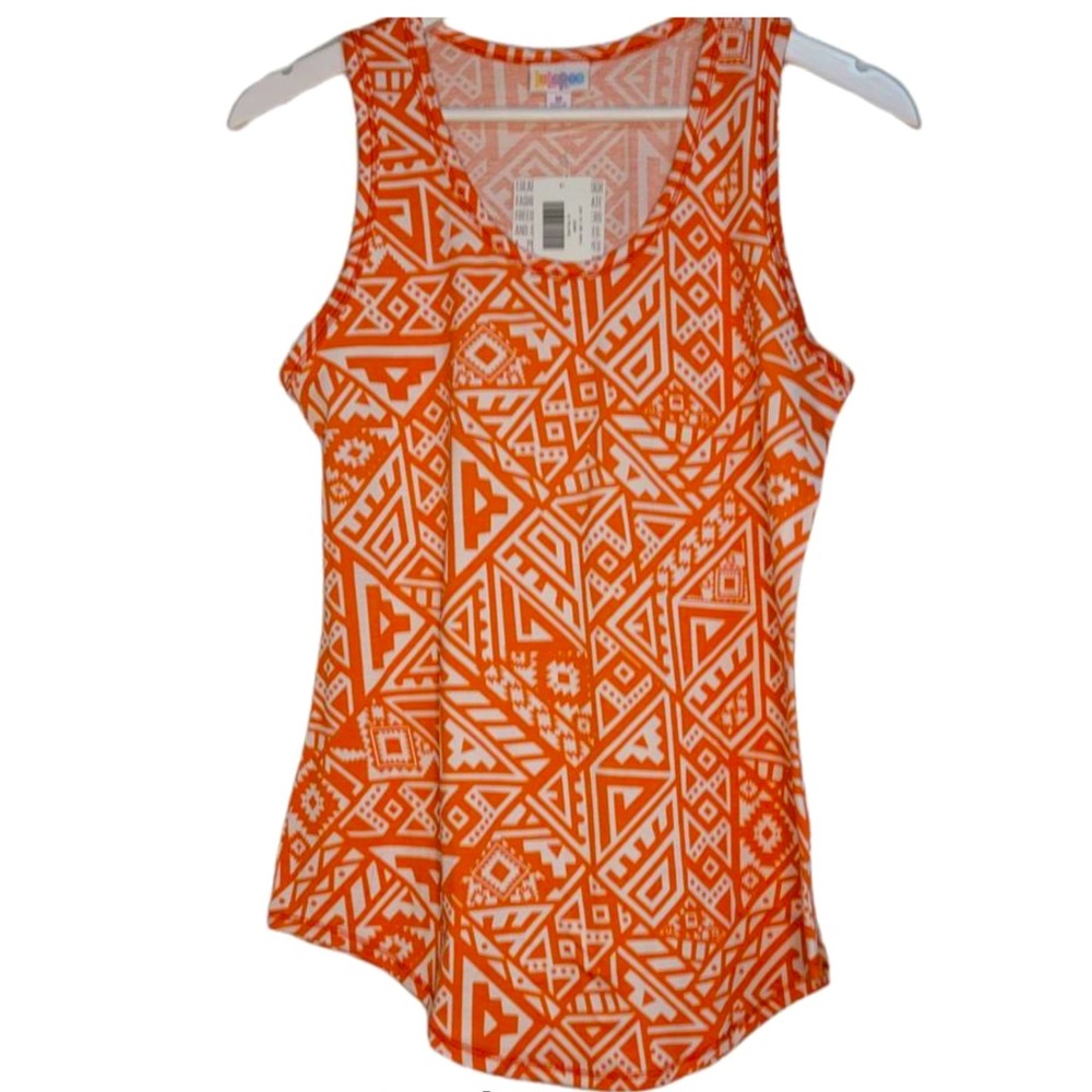 NWT Lularoe orange pattern and white Tank top soft and comfy